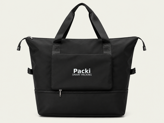 Packi - Black - 3 Stage Foldable Travel Bag – Water-Resistant Smart Packing Organizer