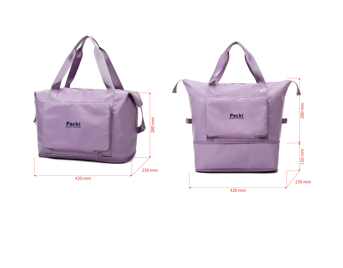 Packi - Purple - 3 Stage Foldable Travel Bag – Water-Resistant Smart Packing Organizer