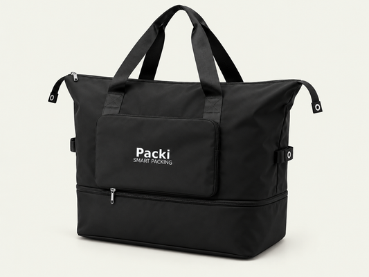 Packi - Black - 3 Stage Foldable Travel Bag – Water-Resistant Smart Packing Organizer