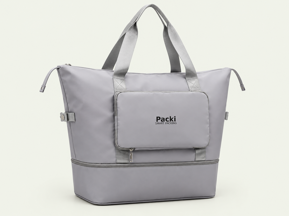 Packi - Grey - 3 Stage Foldable Travel Bag – Water-Resistant Smart Packing Organizer